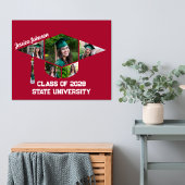 赤いモダン目盛りキャップ形状フォトコラージュ ポスター