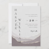 赤いモダン破れた紙山脈結婚式招待状 招待状 (正面)