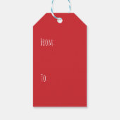 赤いモダン紙吹雪を開く私のタイポグラフィ ギフトタグ (裏面)