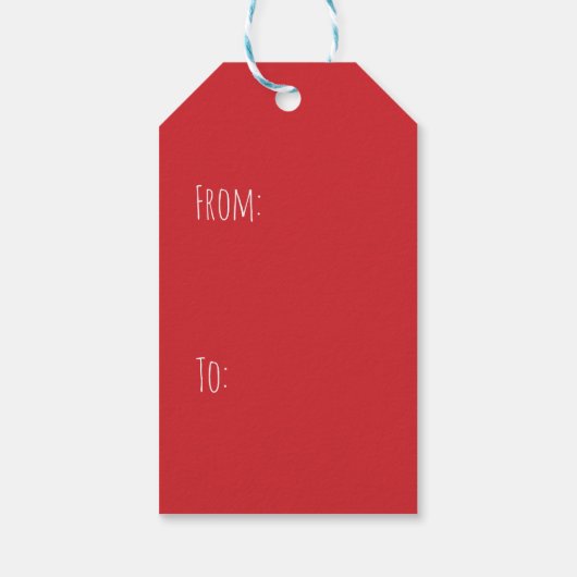 赤いモダン紙吹雪を開く私のタイポグラフィ ギフトタグ (裏面)