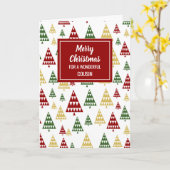 赤いモダン緑のいとこのメリークリスマス カード (黄色い花)