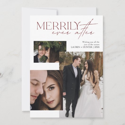 赤いモダン緑のタータンチェックの後を楽しく シーズンカード (正面)