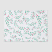 赤いモダン緑のミスタントウの水彩模様 薄葉紙 (正面)