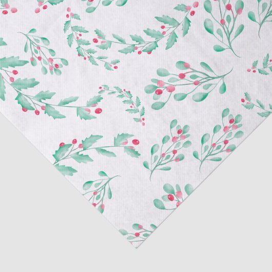 赤いモダン緑のミスタントウの水彩模様 薄葉紙 (詳細)