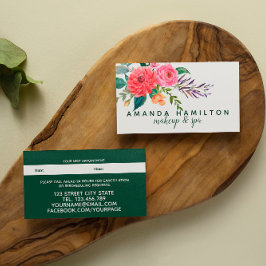 赤いモダン花開花水彩アポイントメント 予約カード