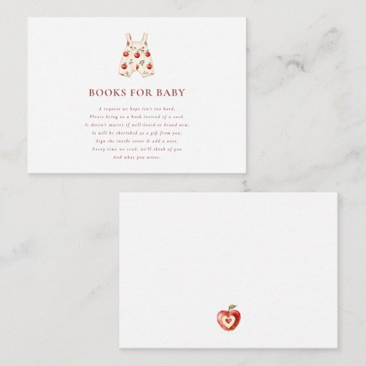 赤いモダン赤いApple Books for Baby Shower Request エンクロージャーカード (正面/裏面)