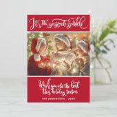 赤いモダン輝きを放つクリスマスシーズン シーズンカード (スタンド正面)