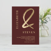 赤いモダン金ゴールドアンパサンドはphotoの名結婚前 招待状 (スタンド正面)