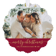 赤いモダン金ゴールドスクリプト2写真クリスマス