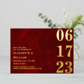 赤いモダン金ゴールド写真の保存日付 箔招待状 (立ち正面)