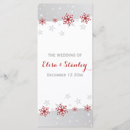 赤いモダン雪の結晶の冬の結婚式 プログラム