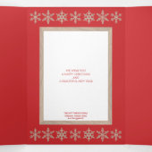 赤いモダン雪素朴片コラージュ5枚の写真 三つ折りクリスマスカード (内部中)