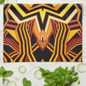 赤いモダン黄色と黒の幾何学的 キッチンタオル (折り畳み)