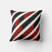赤いモダン黒のテクスチャ付きストライプ クッション (裏面)