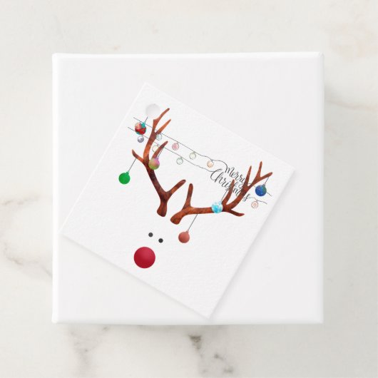 赤いモダン鼻のトナカイカラフルライト フェイバータグ (インサイチュ)