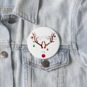 赤いモダン鼻のトナカイカラフルライト 缶バッジ (インサイチュ)