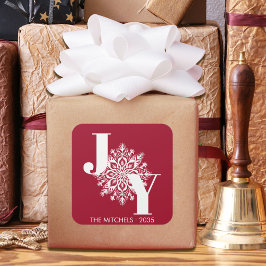 赤いモダンJOYクリスマス スクエアシール