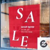 赤いモダンSALEストア割引ビジネスプロモーション ウィンドウサイン (カフェ窓)
