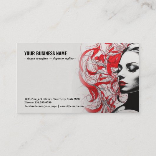 赤いモチーフと植物のシルエット装飾g654 名刺 (裏面)