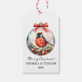 赤いモッキンバードウィンターランドスケープ ギフトタグ (正面)