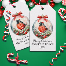 赤いモッキンバードウィンターランドスケープ