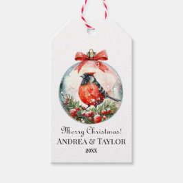 赤いモッキンバードウィンターランドスケープ ギフトタグ