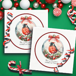 赤いモッキンバードウィンターランドスケープ スタンダードカクテルナプキン