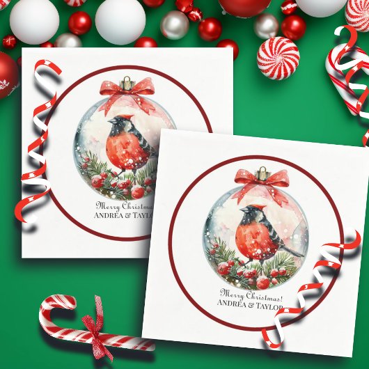 赤いモッキンバードウィンターランドスケープ スタンダードカクテルナプキン