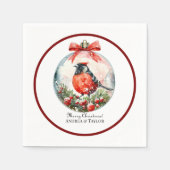 赤いモッキンバードウィンターランドスケープ スタンダードカクテルナプキン (正面)
