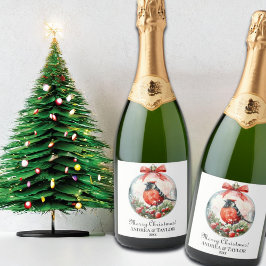 赤いモッキンバードウィンターランドスケープ スパークリングワインラベル