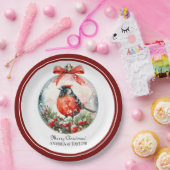 赤いモッキンバードウィンターランドスケープ ペーパープレート (パーティー)