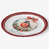 赤いモッキンバードウィンターランドスケープ ペーパープレート (アングル)