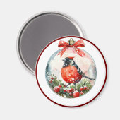 赤いモッキンバードウィンターランドスケープ マグネット (正面/裏面)