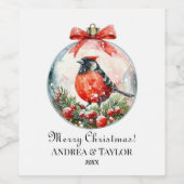 赤いモッキンバードウィンターランドスケープ ワインラベル (シングルラベル)