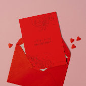 赤いモノクロの渦巻きが私のバレンタイン 招待状