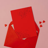 赤いモノクロの渦巻きが私のバレンタイン 招待状