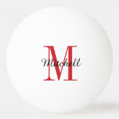 赤いモノグラムと名前パーソナライズされた 卓球ボール (正面)