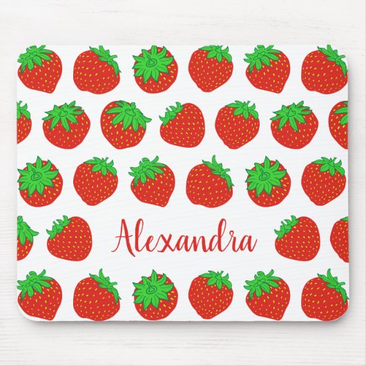 赤いモノグラムのイチゴ マウスパッド (正面)