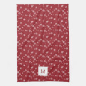 赤いモノグラムのキッチンタオル キッチンタオル (縦)