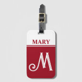 赤いモノグラムのスーツケースタグ ラゲッジタグ (正面縦)