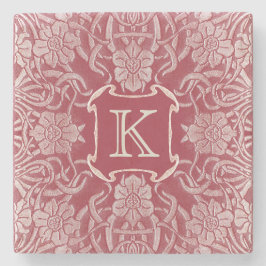 赤いモノグラムのヴィンテージのバラそしてユリ ストーンコースター