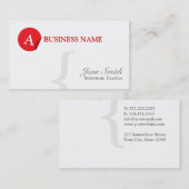 赤いモノグラムの代用教員の名刺 名刺 (正面/裏面)