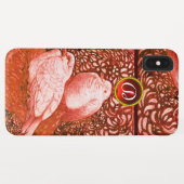 赤いモノグラムの白い鳩 Case-Mate iPhoneケース (裏面(横))