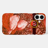 赤いモノグラムの白い鳩 Case-Mate iPhoneケース (裏面 (横))