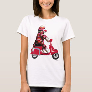 赤いモペットのソックス猿 Tシャツ