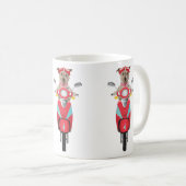 赤いモペットのマグのジャックラッセルテリア コーヒーマグカップ (正面右)