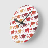 赤いモンキーパターン ラウンド壁時計 (傾斜)