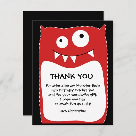 赤いモンスターの強打のサンキューカード(平らな) サンキューカード (正面/裏面)