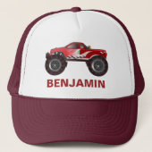 赤いモンスタートラックの子供 キャップ (正面)