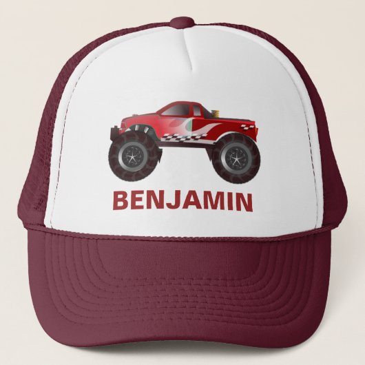 赤いモンスタートラックの子供 キャップ (正面)